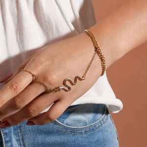 3/$33 Gold Snake Ring Bracelet Hand Chain